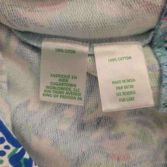 NWT Lilly Pulitzer Jansen Sweatshirt L Long Sleeve Blue Ibiza Cabana Top Shirt - Picture 10 of 11